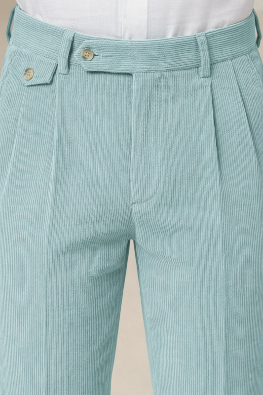 Sage Green Corduroy Signature Flap Gurkha Pants | Boot Cut Fit by ITALIAN VEGA®
