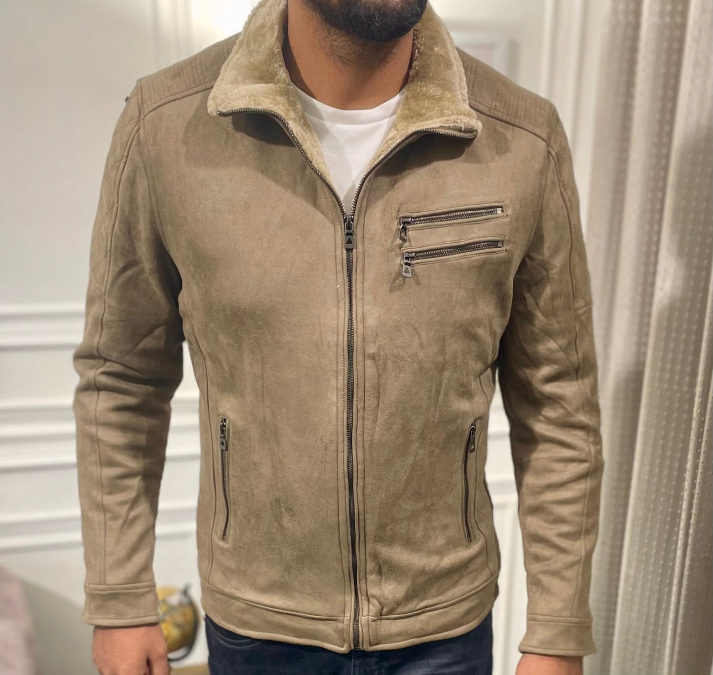 Camel Suede Jacket Mens Turkish Furr