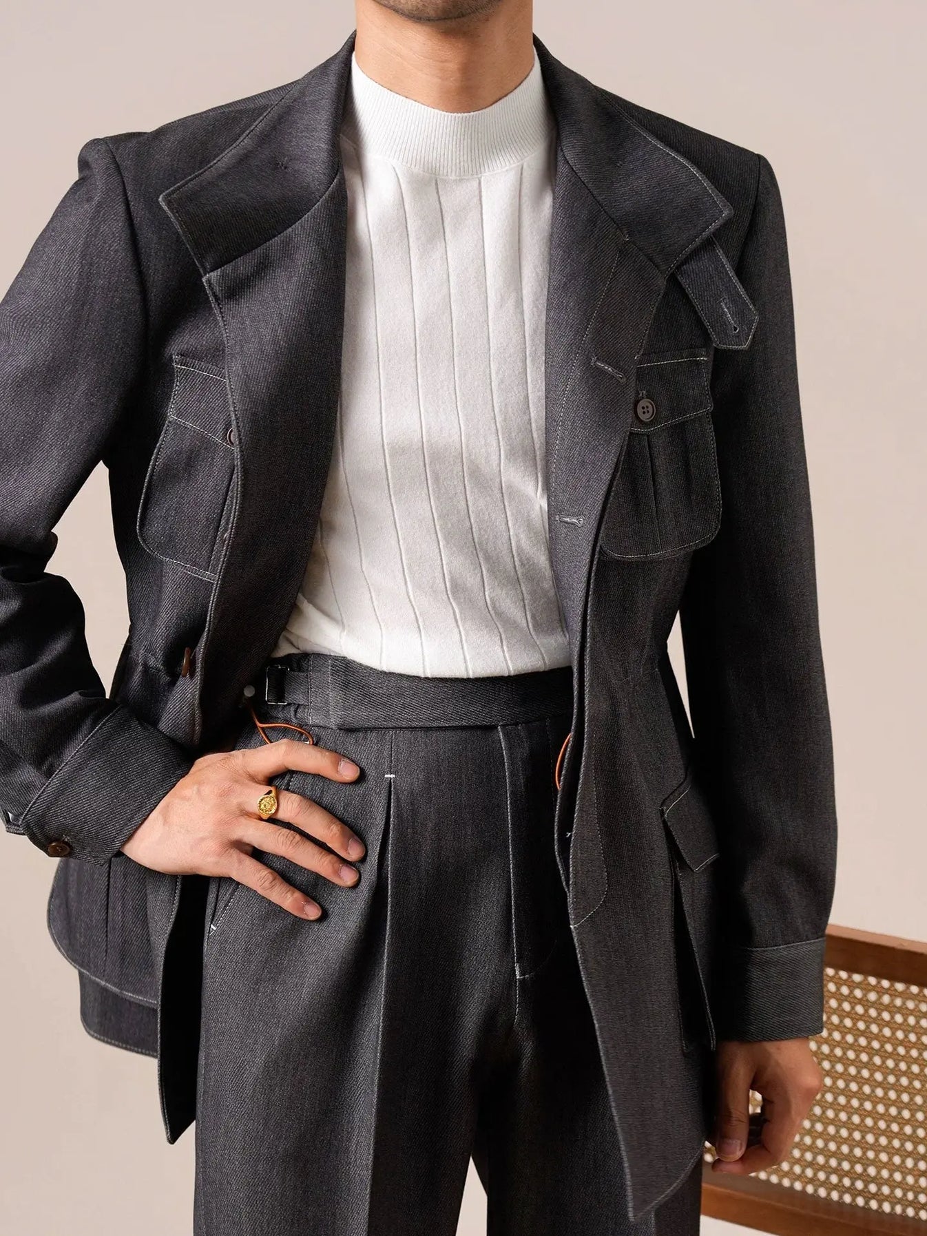 Retro Denim Hunting Jacket - Slim Fit Jacket by Italian Vega