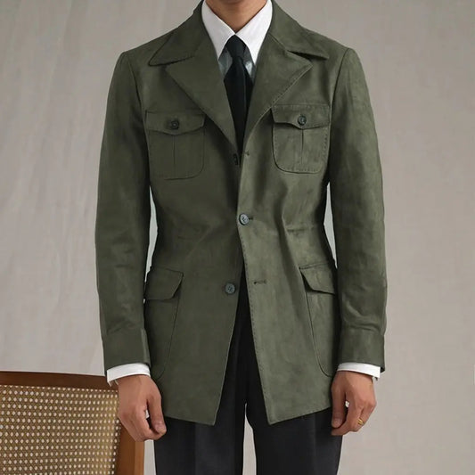 Vintage Suede Safari Jacket - Slim Fit Jacket by Italian Vega