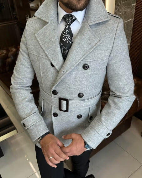 Arctic Ash Grey Double Breasted Coat