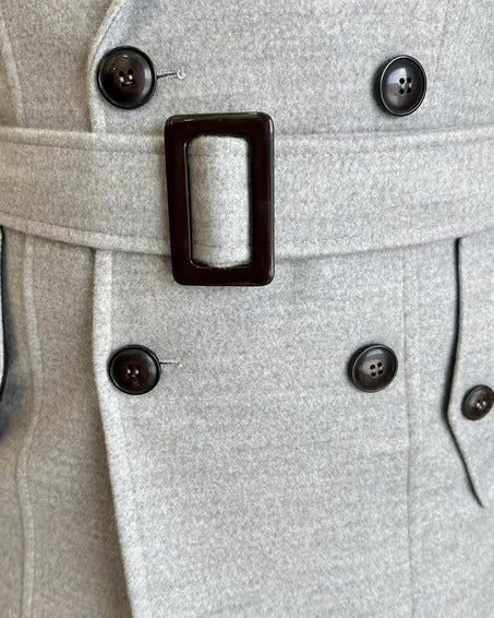 Arctic Ash Grey Double Breasted Coat
