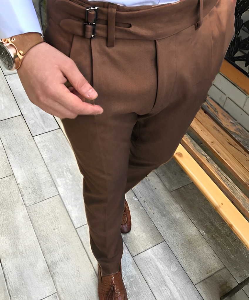 Dark Brown Double Buckle Gurkha Pants