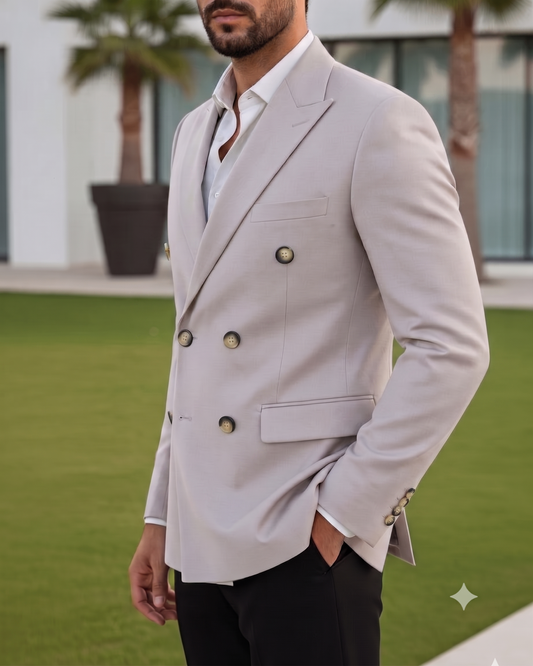 Ash Grey Double Breasted Blazer by Italian Vega®