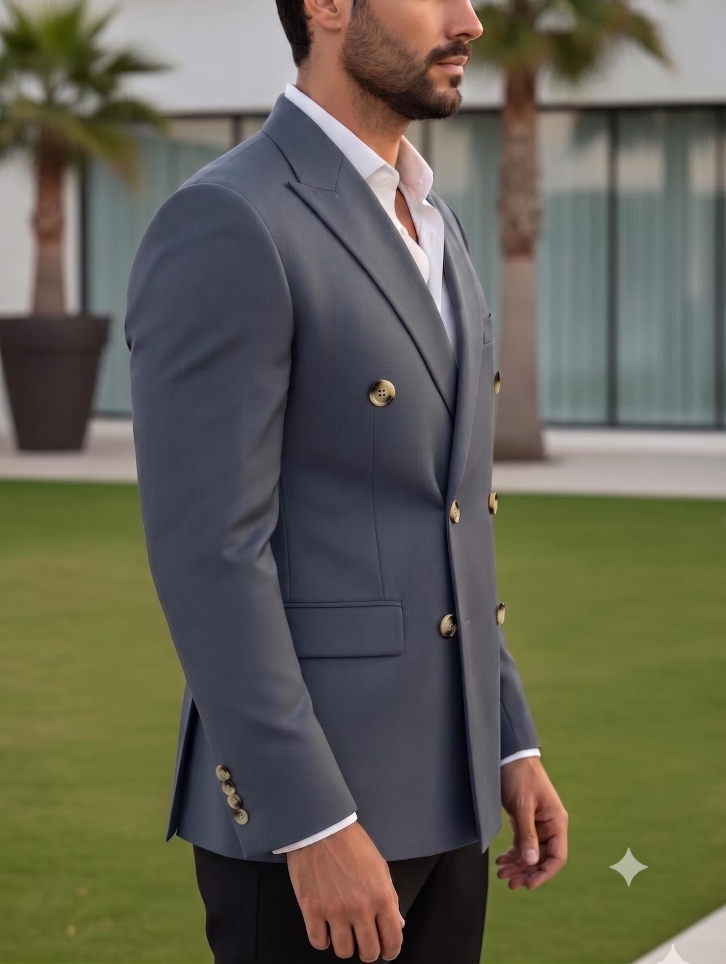 Stone Grey Double Breasted Blazer by Italian Vega®