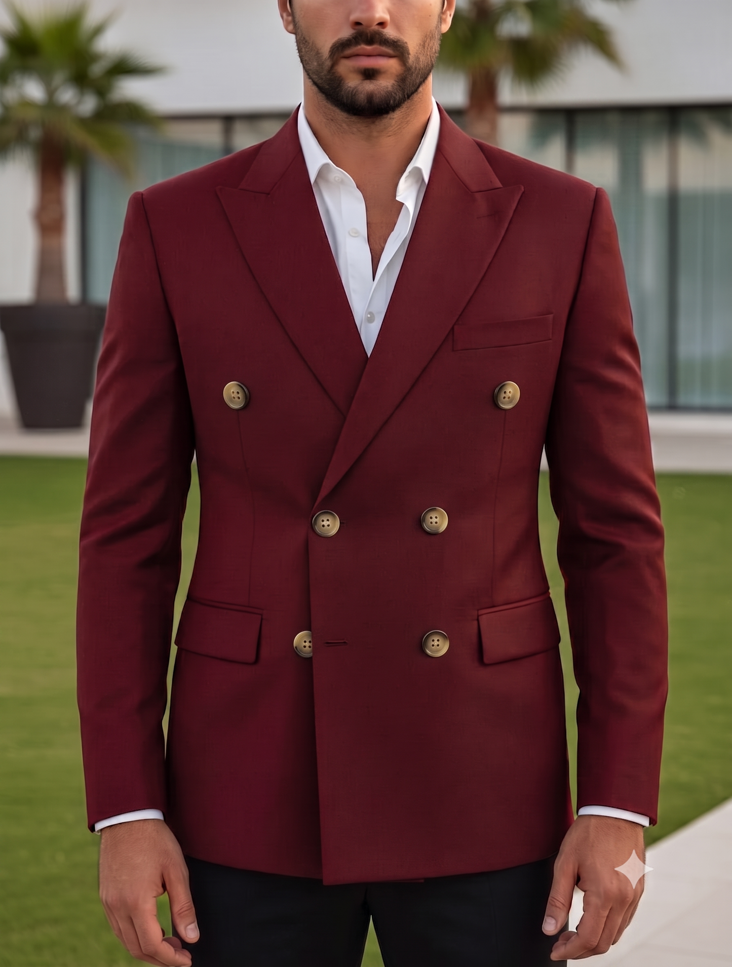 Wine Double Breasted Blazer by Italian Vega®