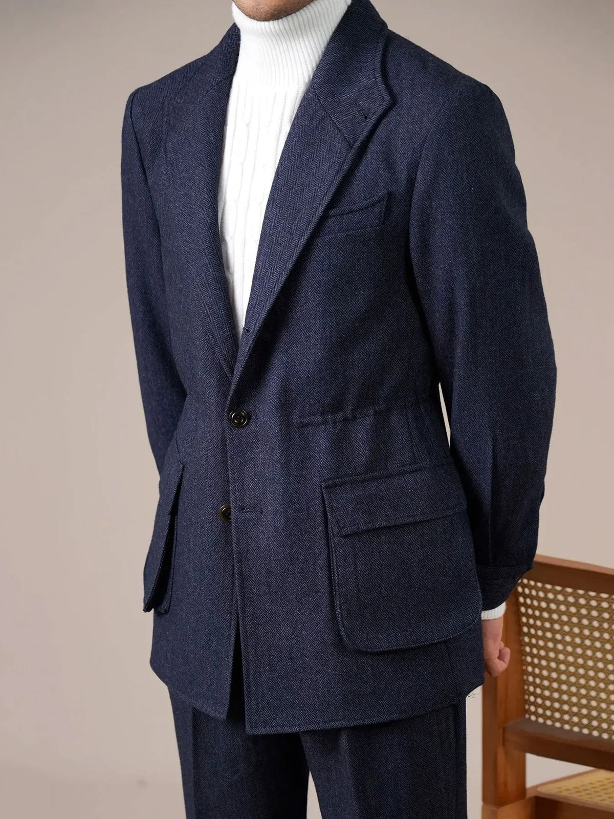 Herringbone Spanish Jacket - Slim Fit Jacket by Italian Vega