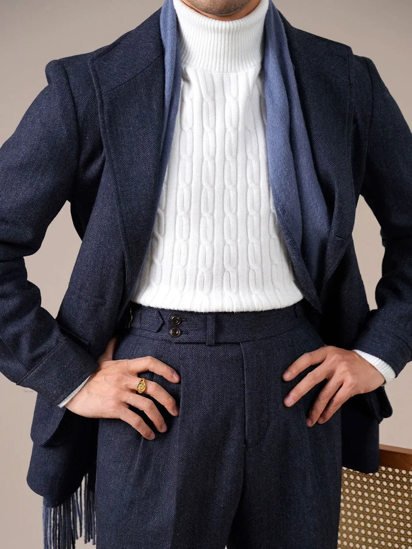 Herringbone Spanish Jacket - Slim Fit Jacket by Italian Vega