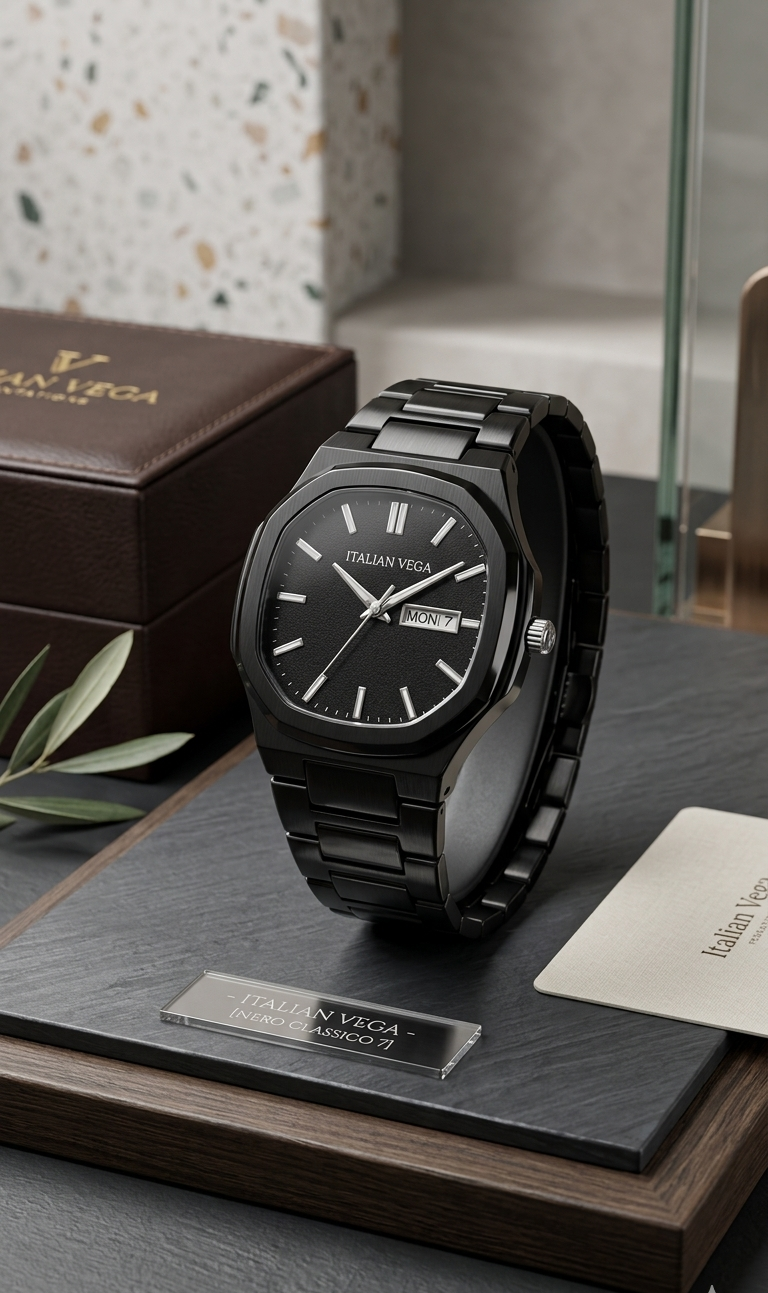 Italian Vega Nero Classico 7 – All Black Premium Stainless Steel Watch