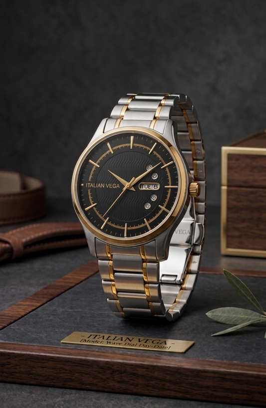 Italian Vega Royale Wave Two-Tone Stainless Steel Watch