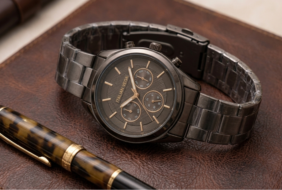 Italian Vega Aurelio Chronograph Watch – Coffee Brown Luxury Timepiece