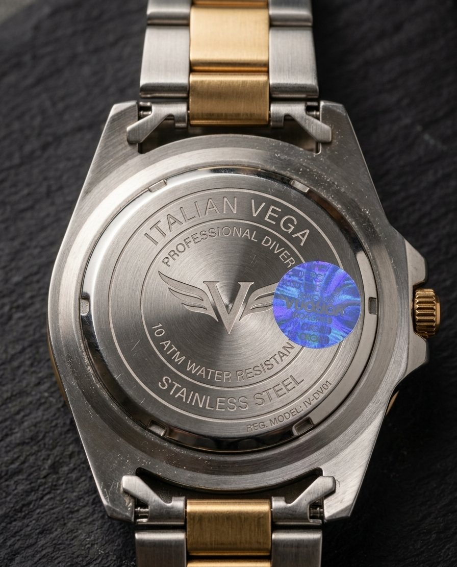 Italian Vega Riviera Diver Watch – Blue & Gold Stainless Steel Luxury Timepiece
