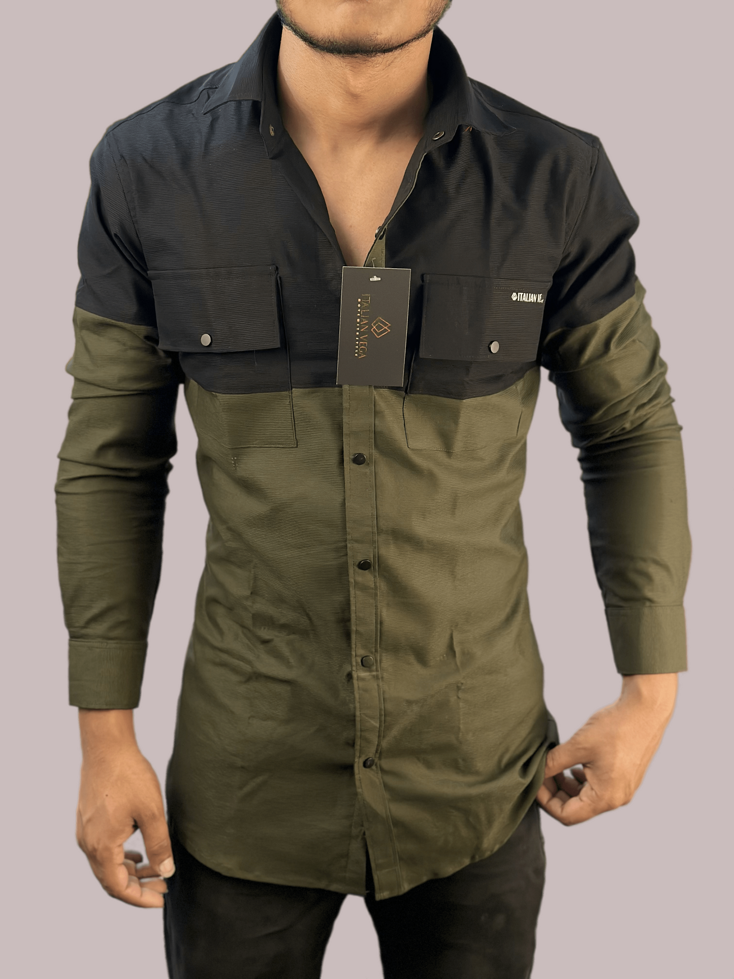 Italian Vega Dual Shade Corduroy Shirt