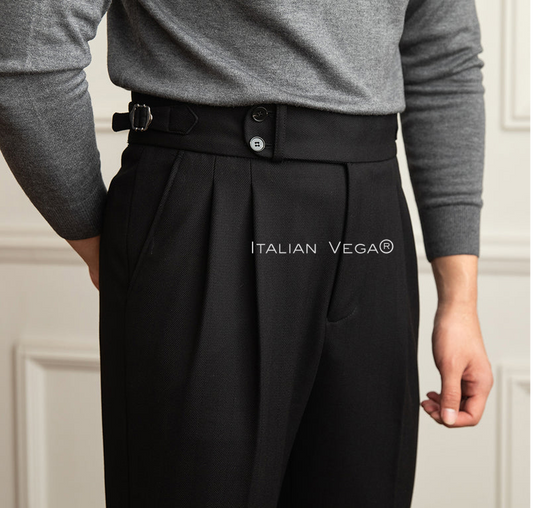 Black Woolen Gurkha Pants by Italian Vega®