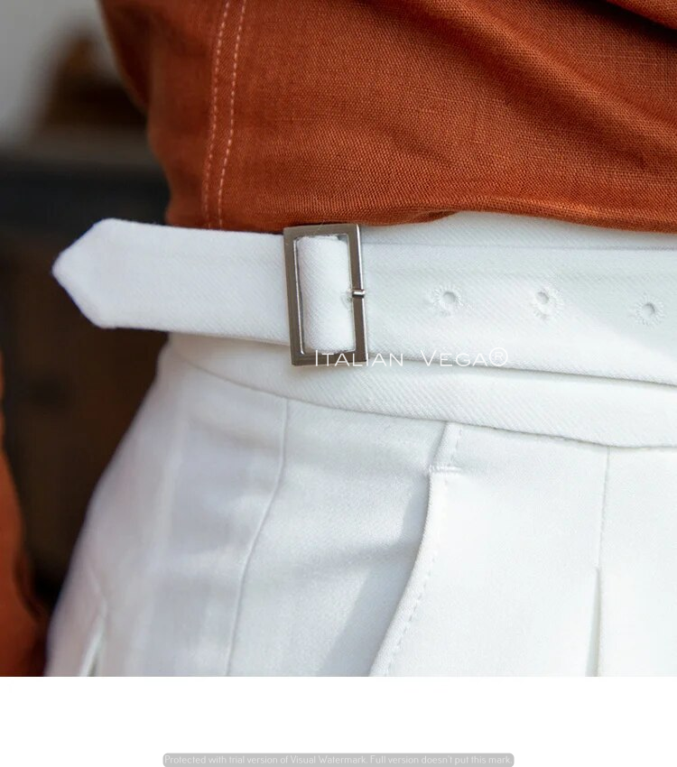 Frost White Classic Buckle Gurkha Pants by Italian Vega®