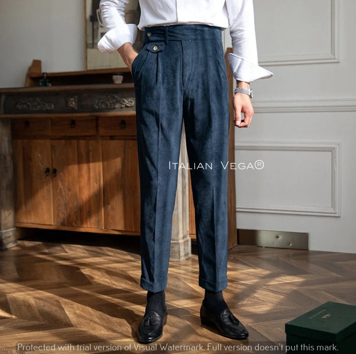 Navy Corduroy Signature Gurkha Pants by Italian Vega®