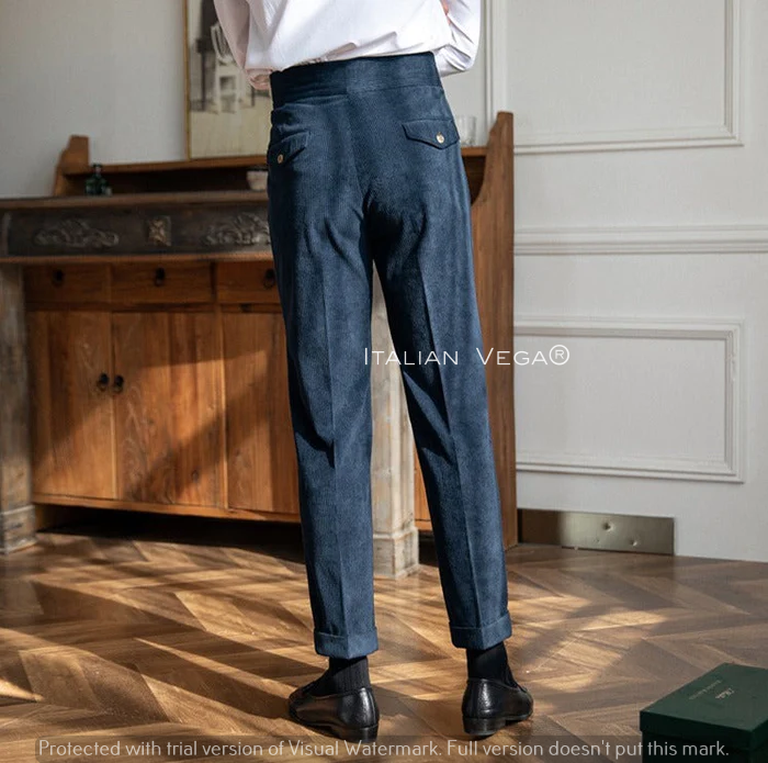 Navy Corduroy Signature Gurkha Pants by Italian Vega®