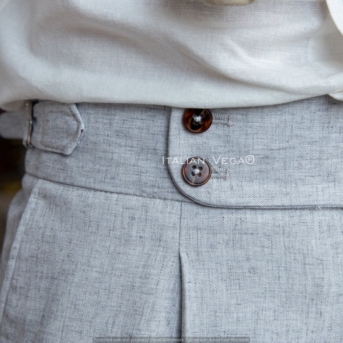 Ash Grey Signature Buttoned GURKHA PANTS by ITALIANVEGA™