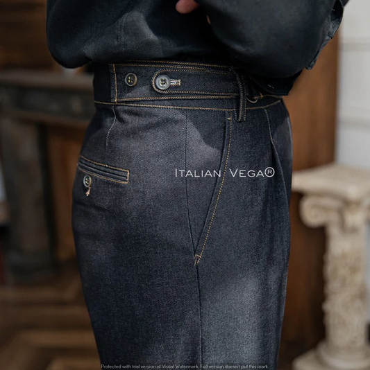 Black Denim Gurkha Trouser by Italian Vega®