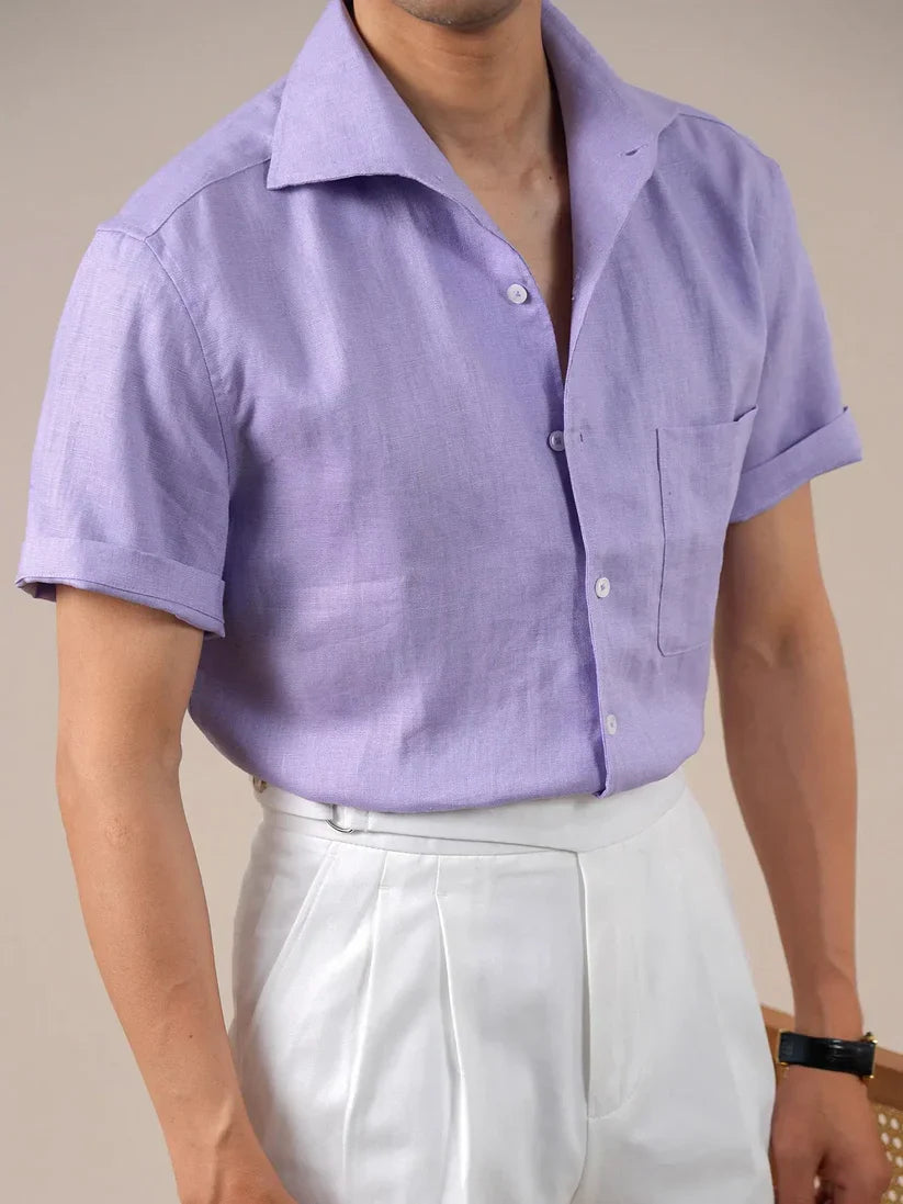 Italian Linnen Short Sleeves One Piece Cutaway Collor by Italian Vega