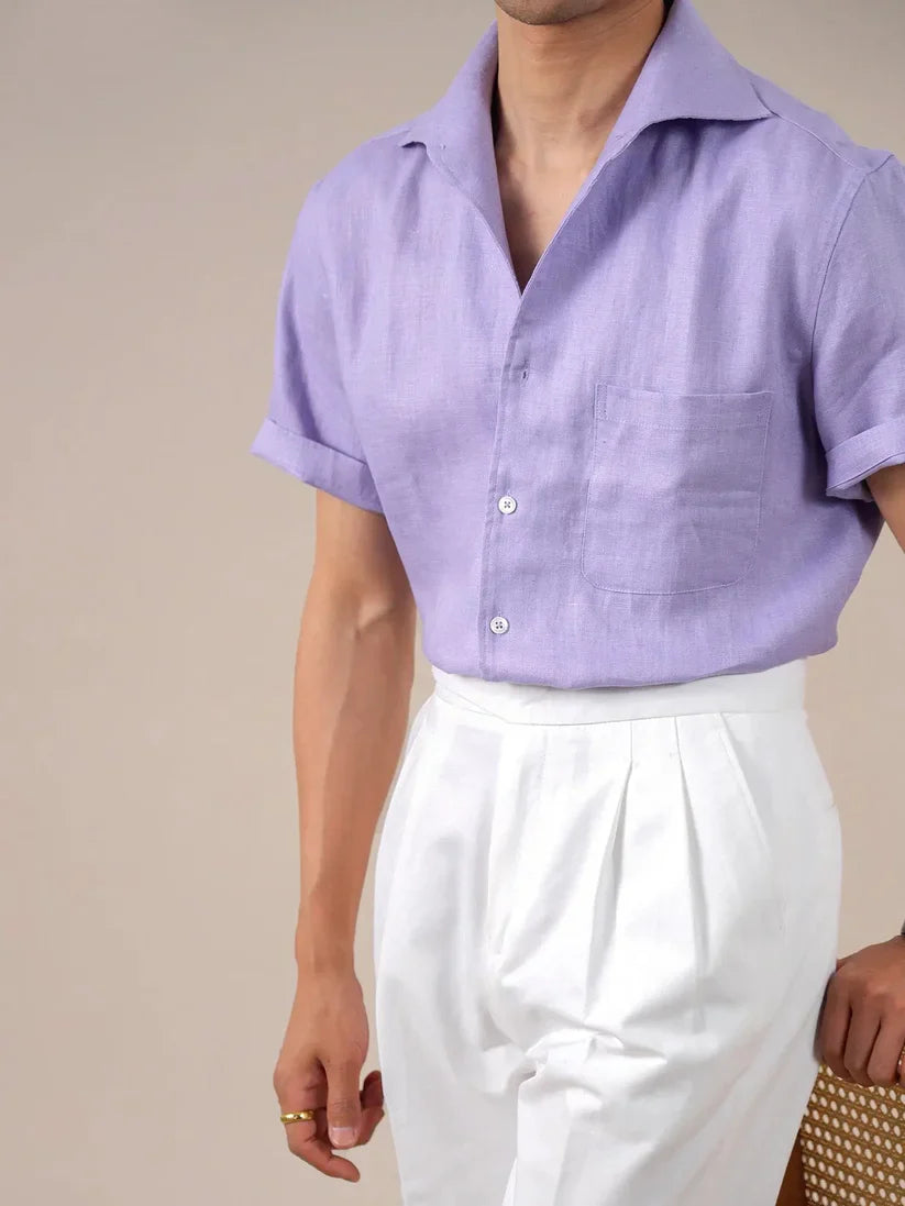 Italian Linnen Short Sleeves One Piece Cutaway Collor by Italian Vega
