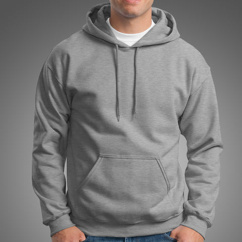 Grey Solid Hoodie Men