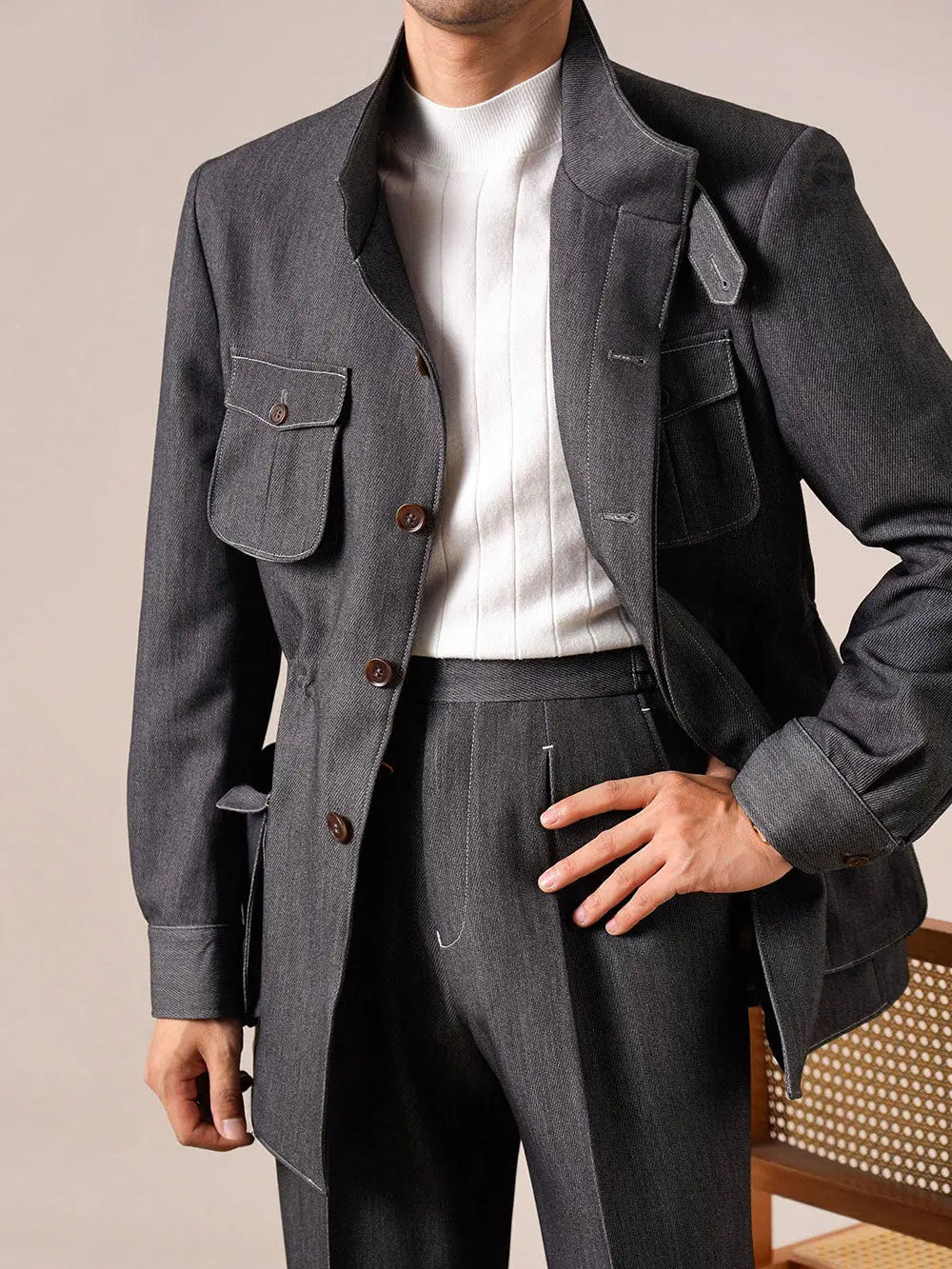 Retro Denim Hunting Jacket - Slim Fit Jacket by Italian Vega