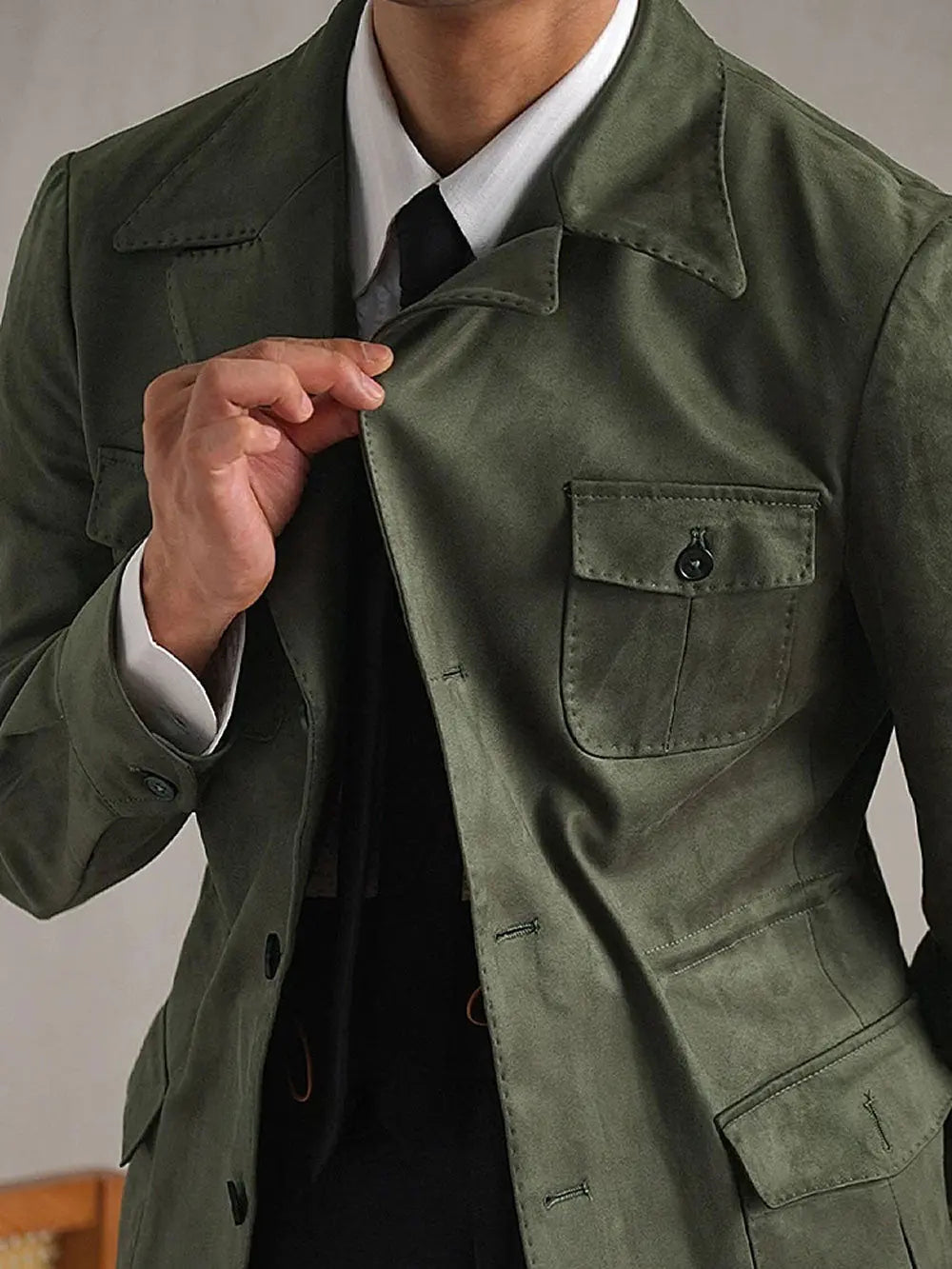 Vintage Suede Safari Jacket - Slim Fit Jacket by Italian Vega