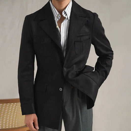 Vintage Suede Safari Jacket - Slim Fit Jacket by Italian Vega