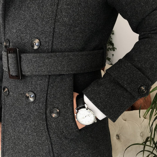 Arctic Charcoal Double Breasted Coat