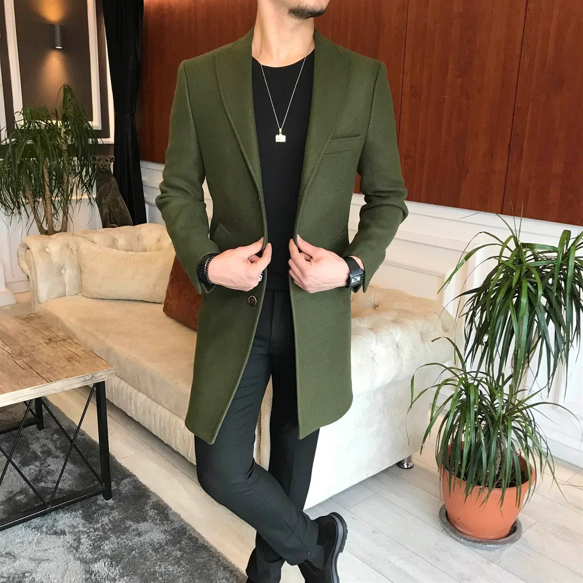 Charleston Dark Green Wool Blend Over Coat