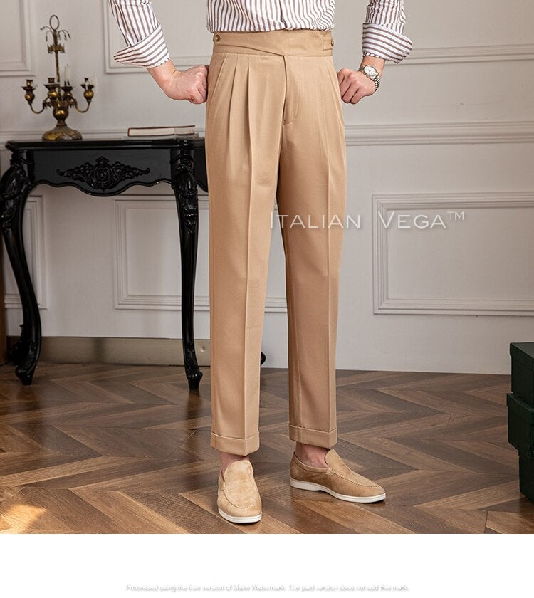 Beige Classic Buttoned Gurkha Pants by Italian Vega®