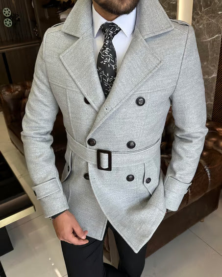 Arctic Ash Grey Double Breasted Coat